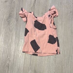 Posh & Cozy Chic Kids Pink and Black Ruffle Sleeve Tee